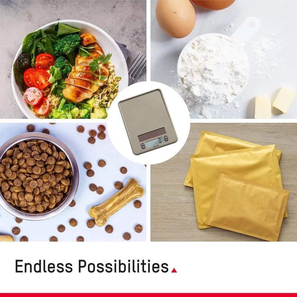Taylor 11lb Digital Kitchen Scale – Solar Powered, No Batteries Needed Precision